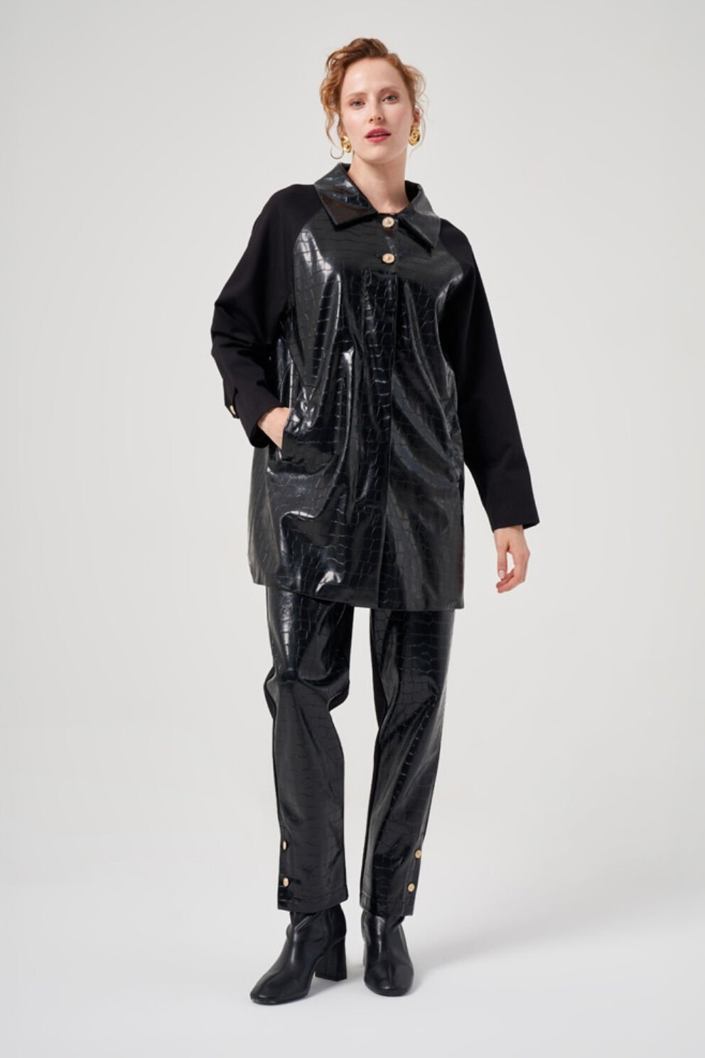 Mascara Kroko Detaylı Siyah Renk Pantolon