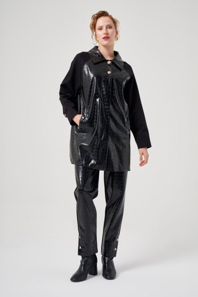 Mascara Kroko Detaylı Siyah Renk Pantolon