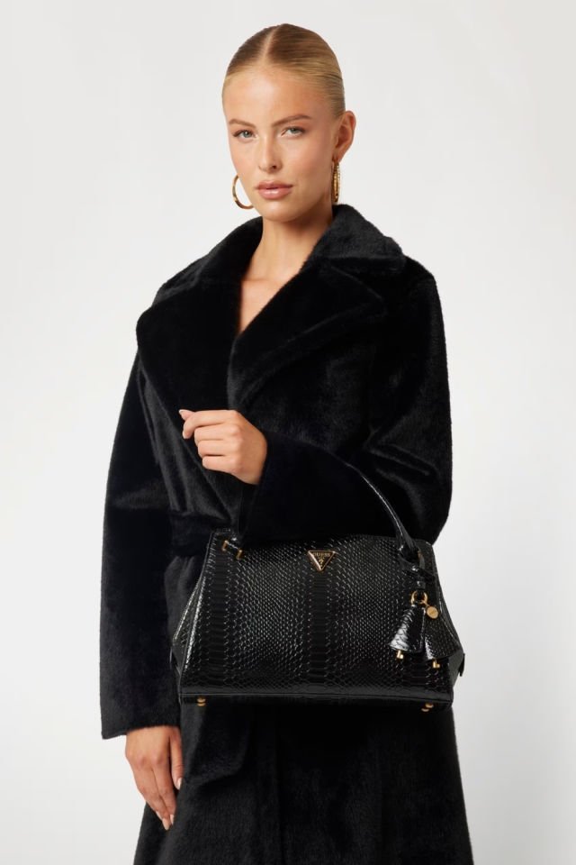 Guess Georgina Piton Desenli El Çantası Siyah