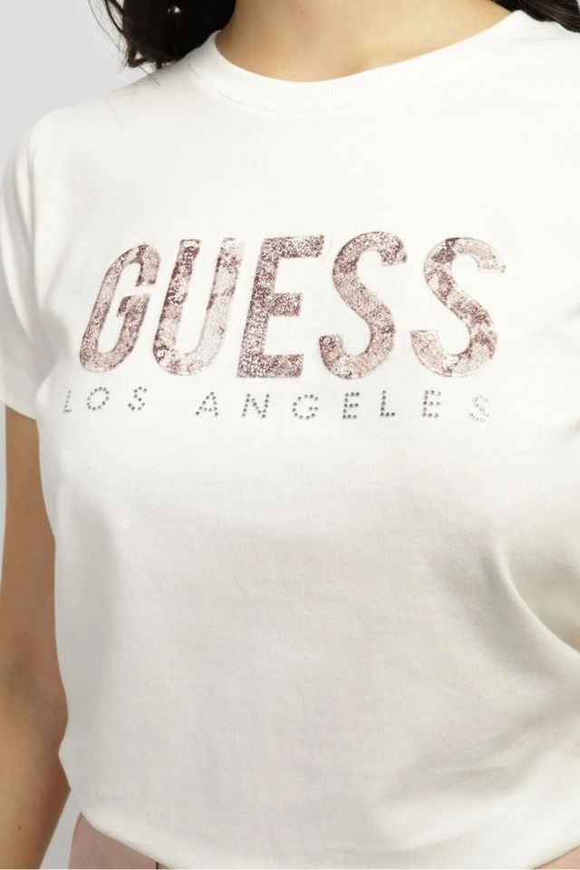 Guess Önü Logolu T-shirt Beyaz