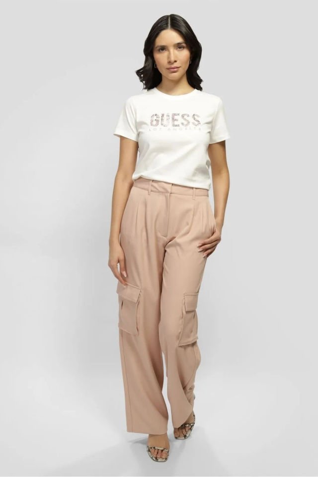 Guess Önü Logolu T-shirt Beyaz