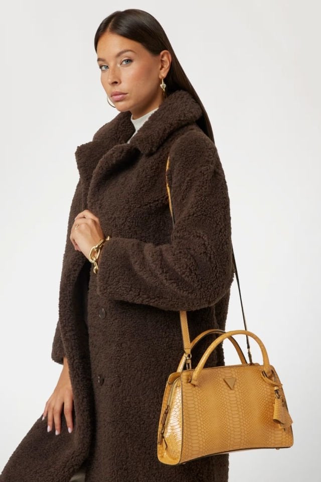 Guess Georgina Piton Desenli El Çantası Sarı