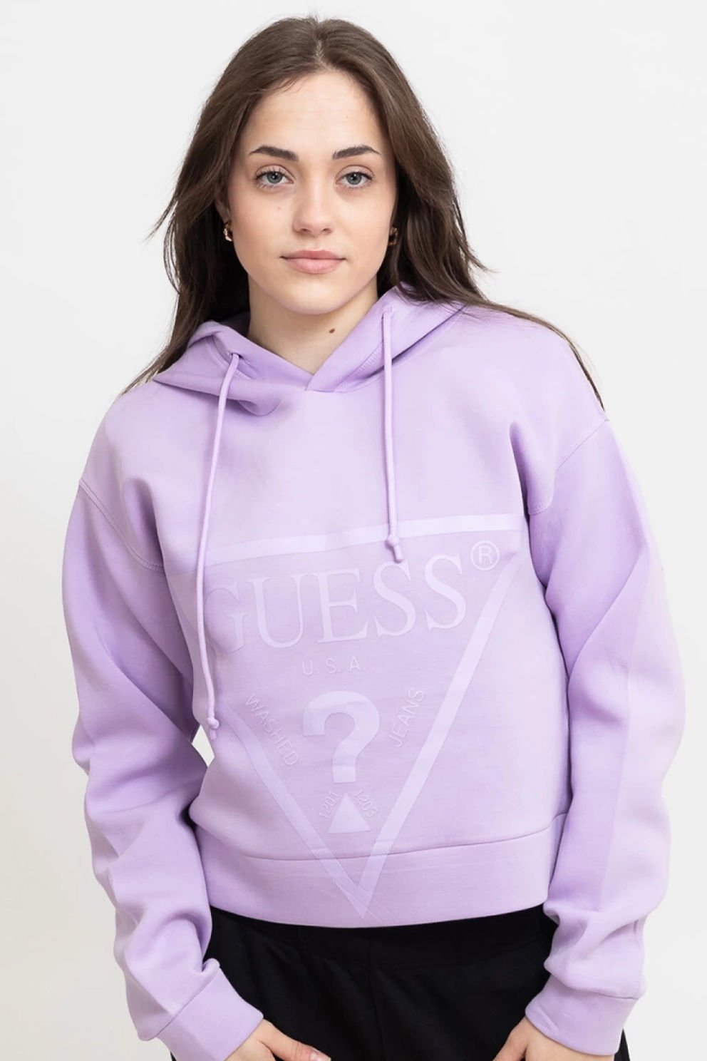 Guess Önde Üçgen Logolu Scuba Sweatshirt Mor