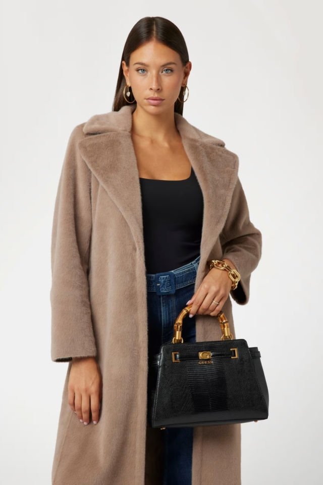 Guess Sibel Piton Desenli El Çantası Siyah