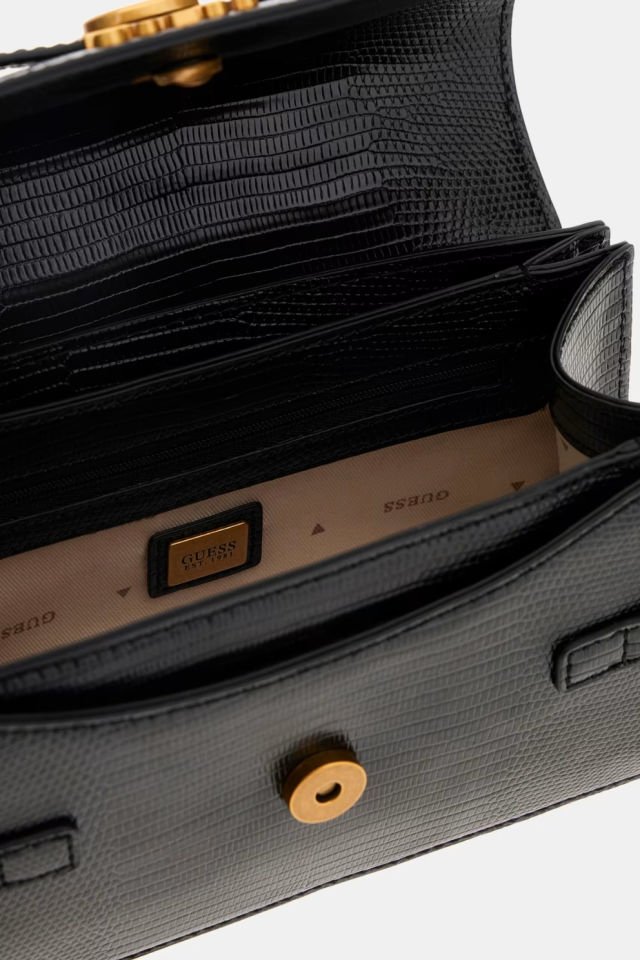 Guess Sibel Piton Desenli Mini El Çantası Siyah