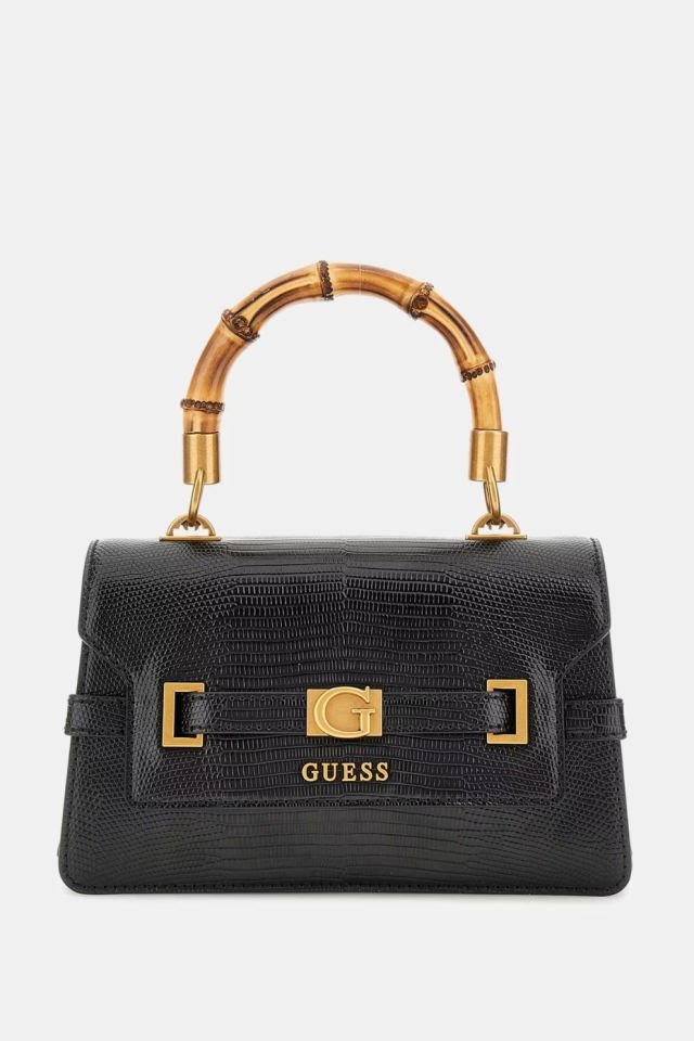 Guess Sibel Piton Desenli Mini El Çantası Siyah