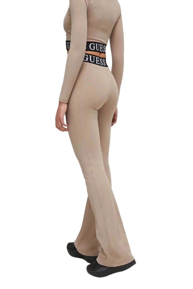 Guess Şerit Logolu İspanyol Paça Pantolon Bej