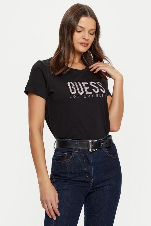 Guess Önü Logolu T-shirt Siyah