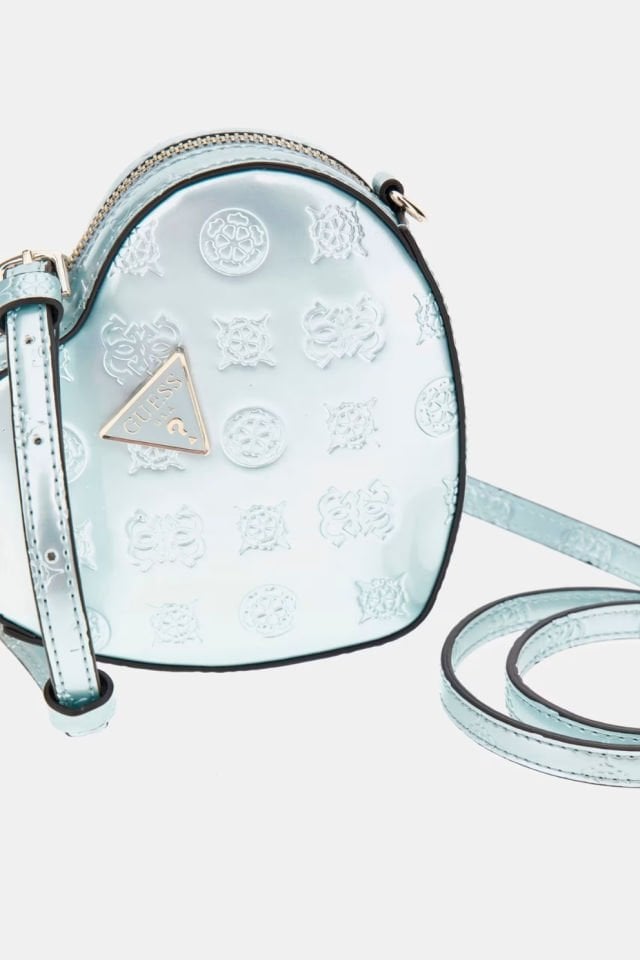 Guess Arnela 4G ve Peony Logolu Mini Çapraz Çanta Mavi