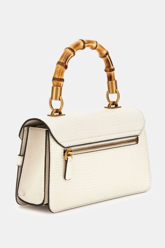 Guess Sibel Piton Desenli Mini El Çantası Beyaz