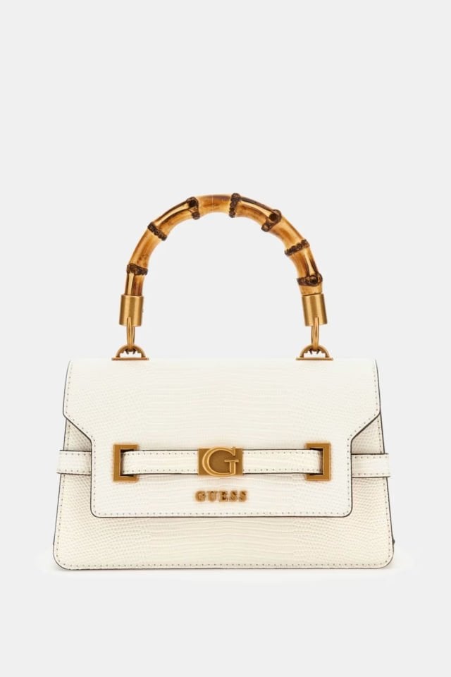 Guess Sibel Piton Desenli Mini El Çantası Beyaz