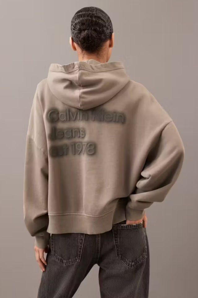 Calvin Klein Sırtı Desenli Logo Fermuarlı Kapşonlu