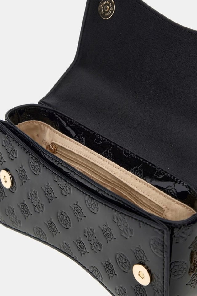 Guess Gerty 4G ve Peony Logolu Çapraz Çanta Siyah