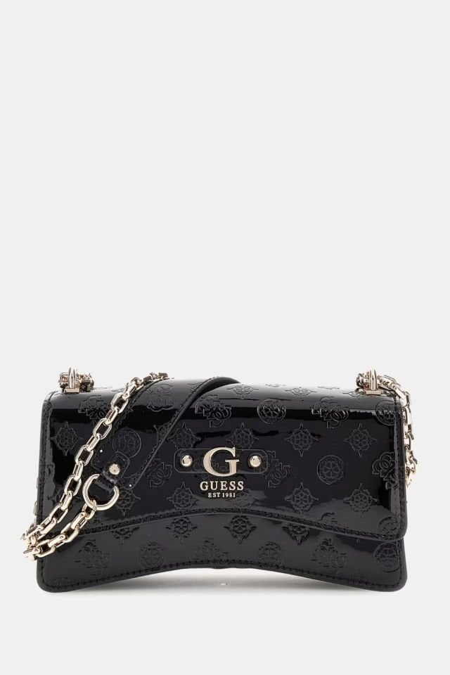 Guess Gerty 4G ve Peony Logolu Çapraz Çanta Siyah