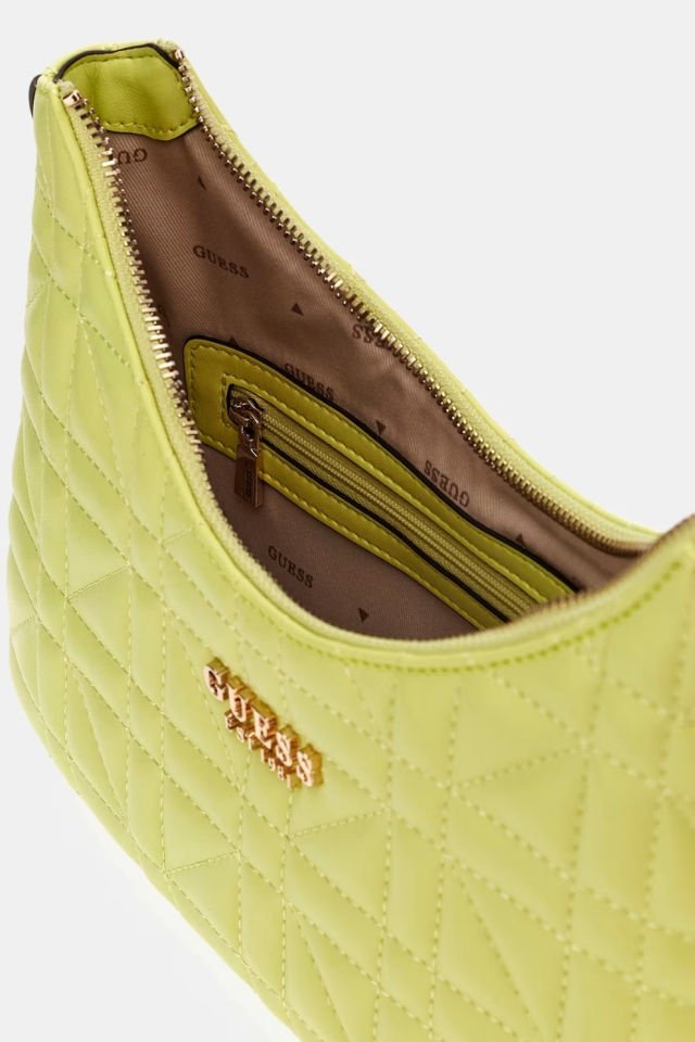 Guess Assia Kapitoneli Omuz Çantası Floresan Yeşil