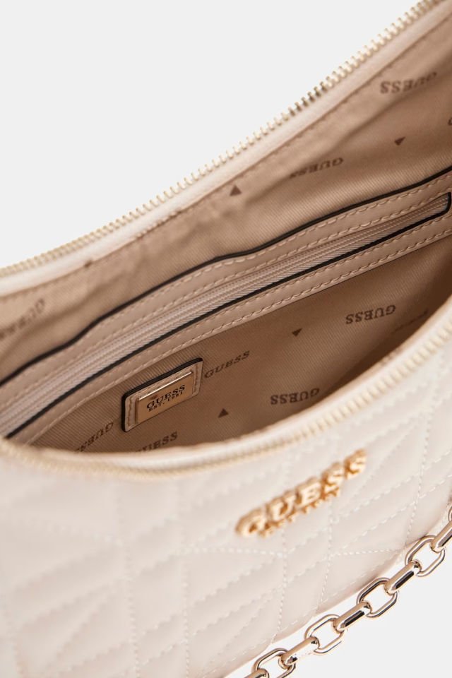 Guess Assia Kapitoneli Omuz Çantası Krem