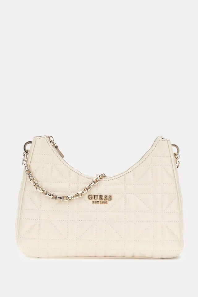 Guess Assia Kapitoneli Omuz Çantası Krem