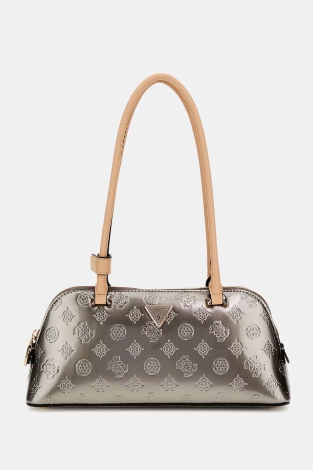 Guess Arnela 4G ve Peony Logolu Omuz Çantası Gri