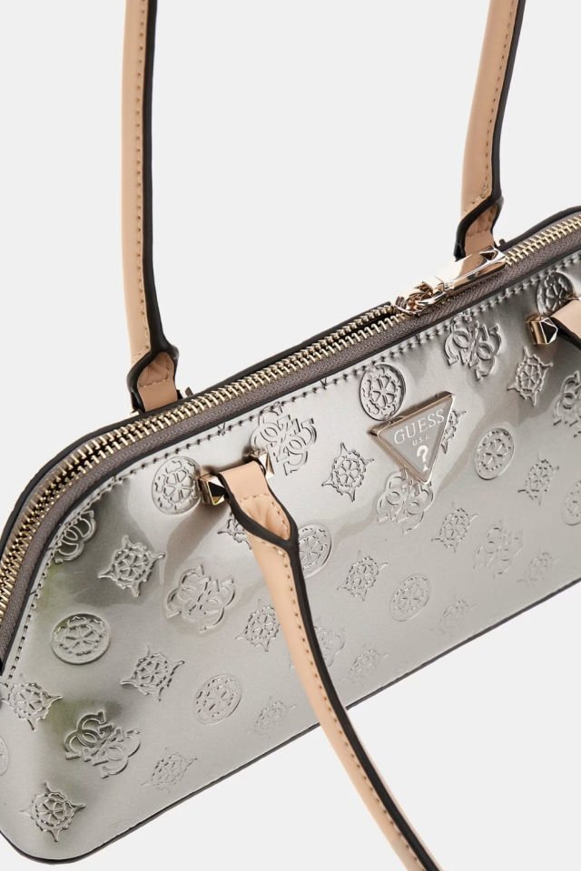 Guess Arnela 4G ve Peony Logolu Omuz Çantası Gri