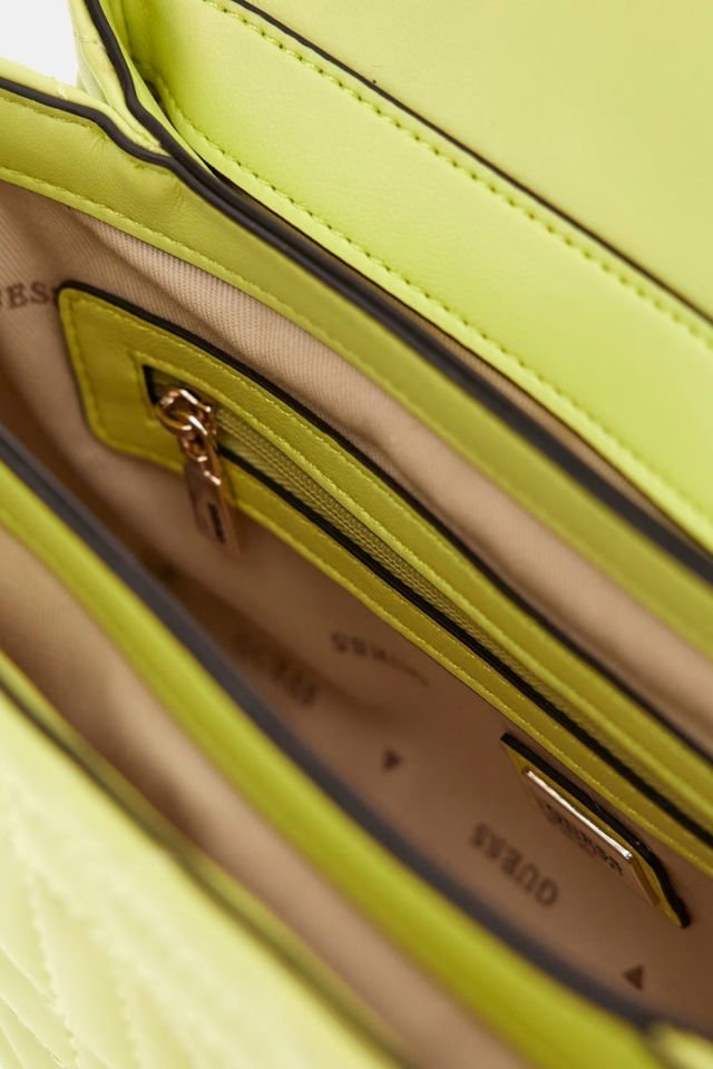 Guess Assia Kapitoneli Çapraz Çanta Floresan Yeşil