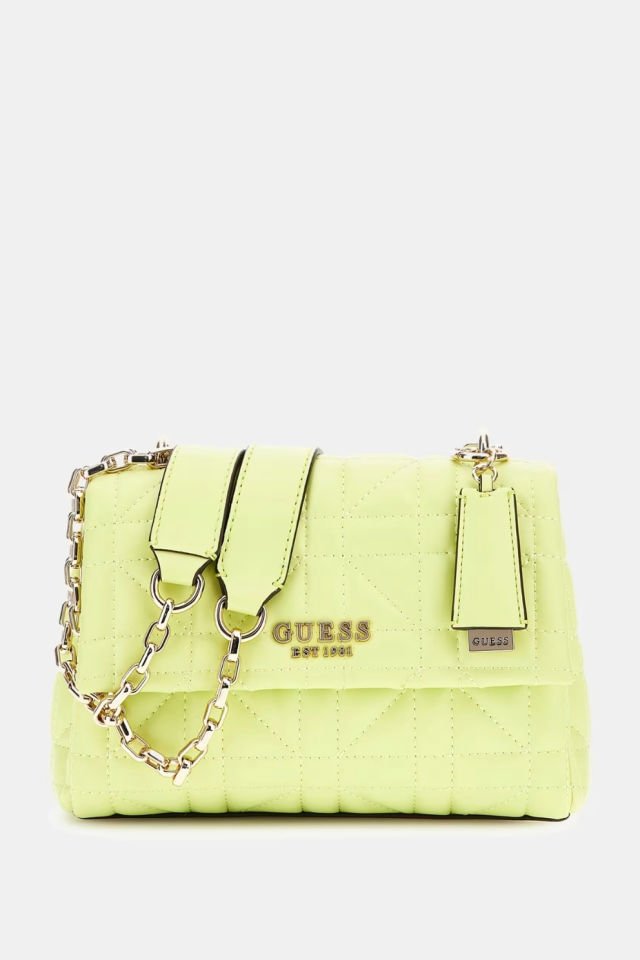 Guess Assia Kapitoneli Çapraz Çanta Floresan Yeşil