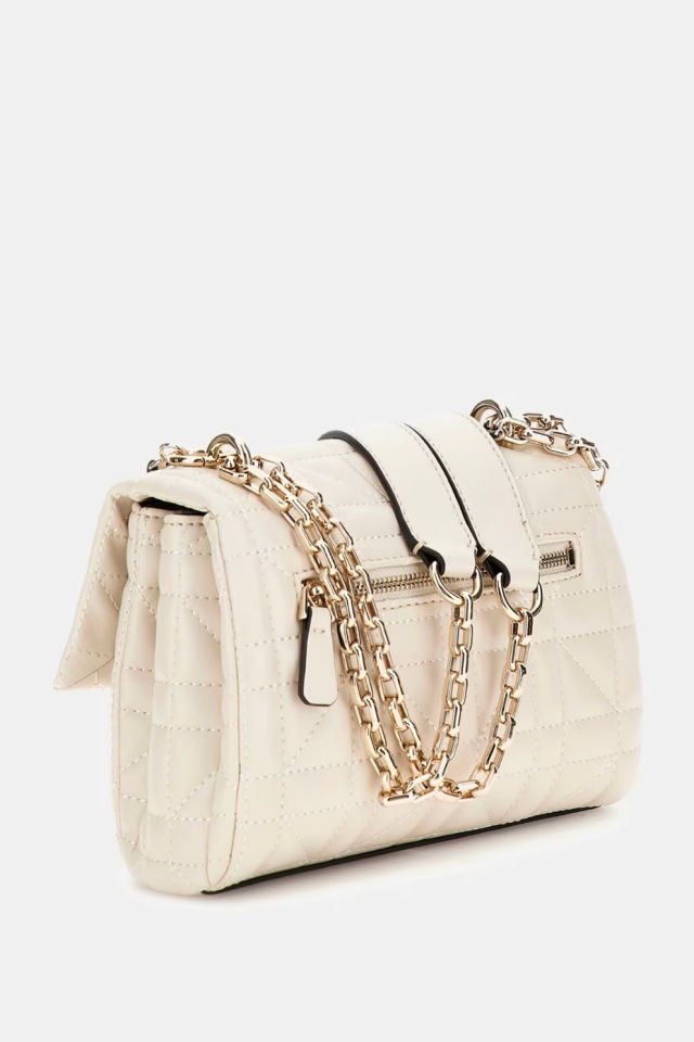 Guess Assia Kapitoneli Çapraz Çanta Floresan Krem