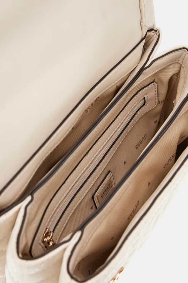 Guess Assia Kapitoneli Çapraz Çanta Floresan Krem