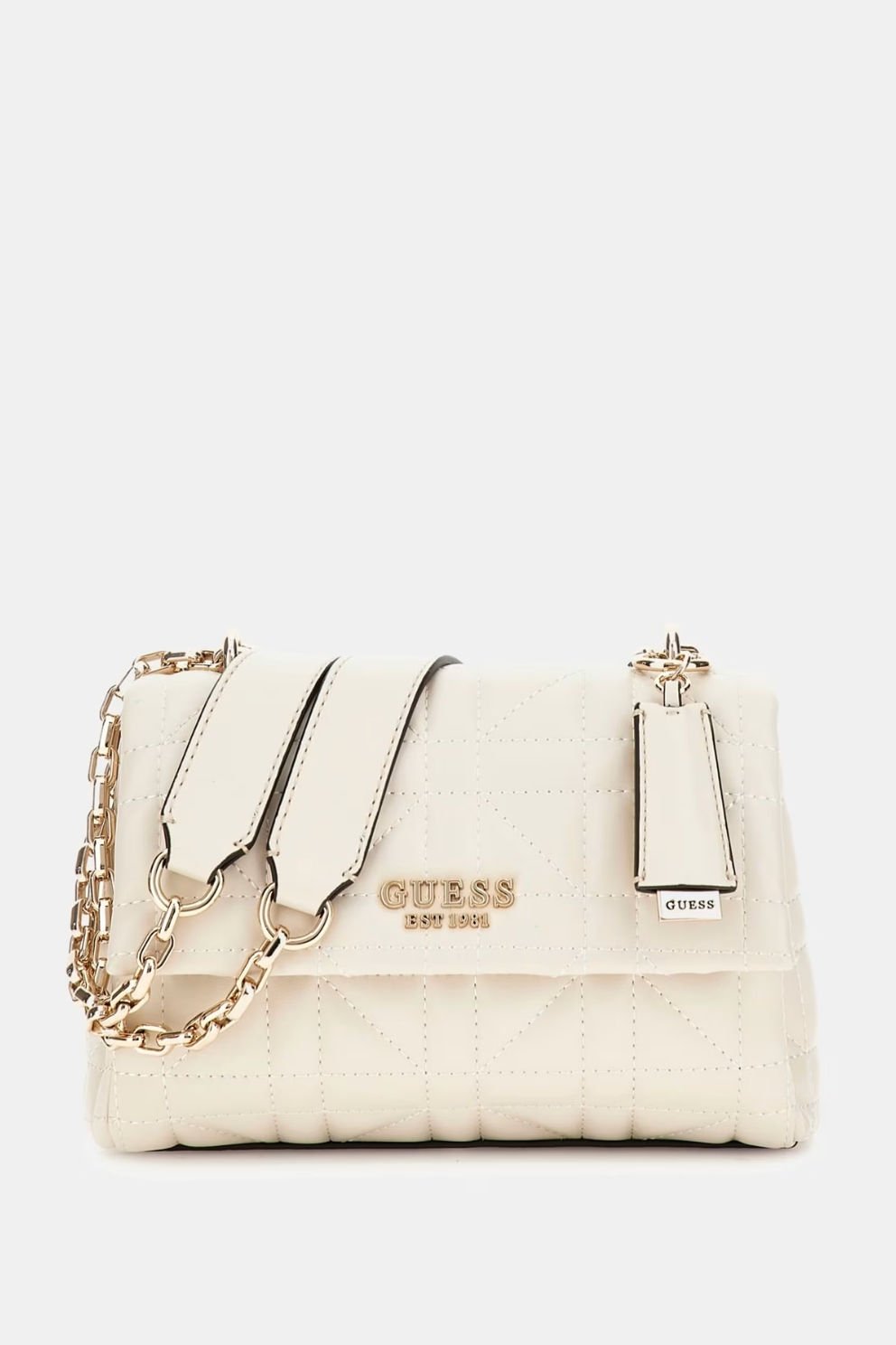 Guess Assia Kapitoneli Çapraz Çanta Floresan Krem