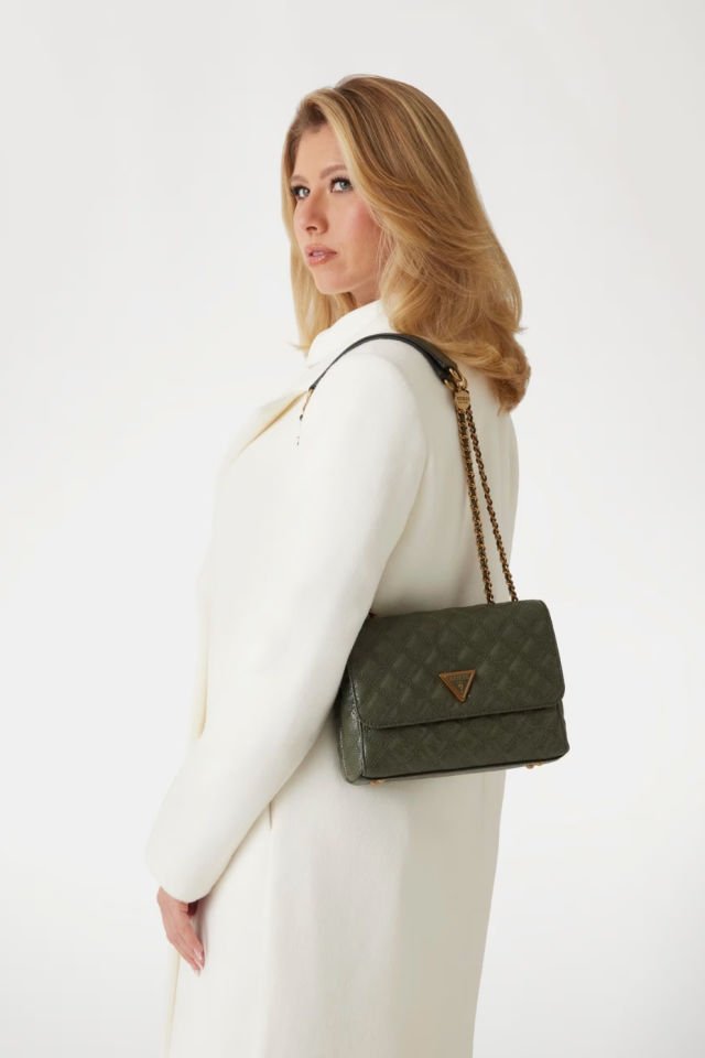 Guess Giully Kapitoneli Çapraz Çanta Yeşil