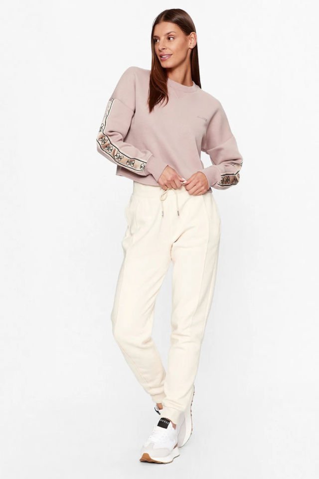 Guess Şerit Logolu Sweatshirt Bej