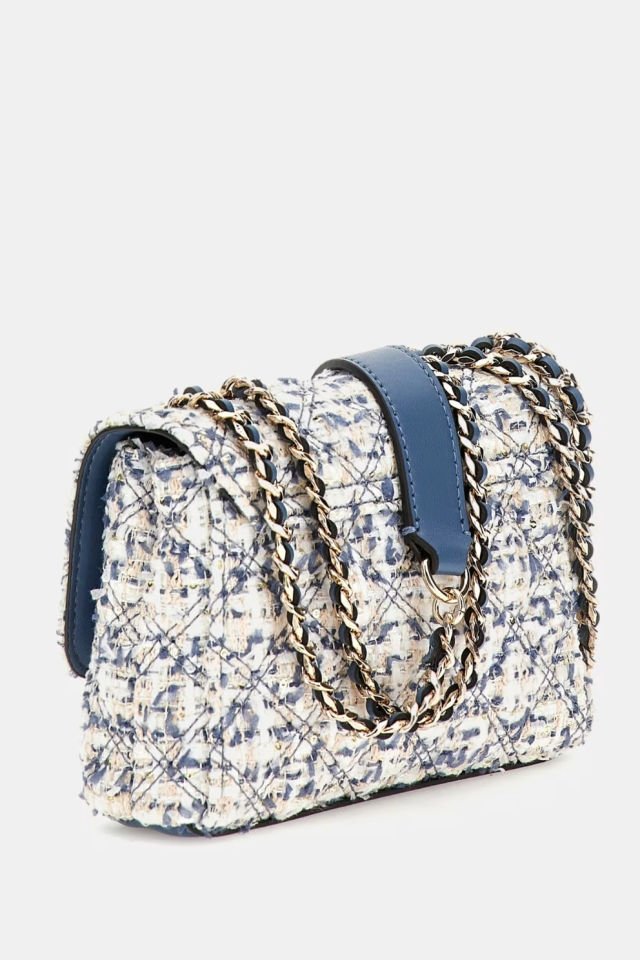 Guess Giully Tüvit Mini Çapraz Çanta Mavi