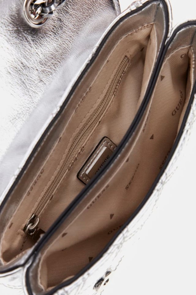 Guess Giully Lamine Mini Çapraz Çanta Gümüş