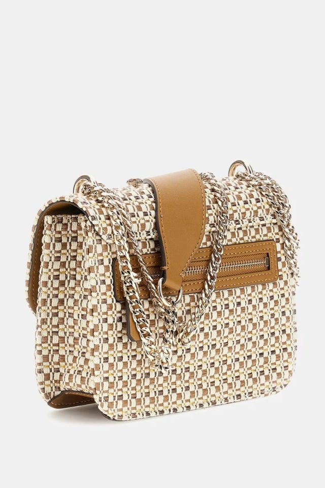 Guess Beauvoir Mücevher Detaylı Mini Çapraz Çanta Bej