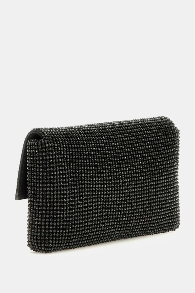 Guess Zalina Taşlı Mini Çapraz Çanta Siyah