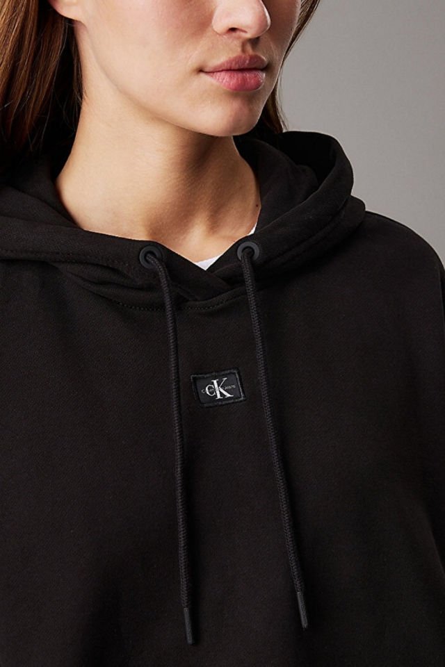 Calvin Klein Woven Label Hoodie Siyah
