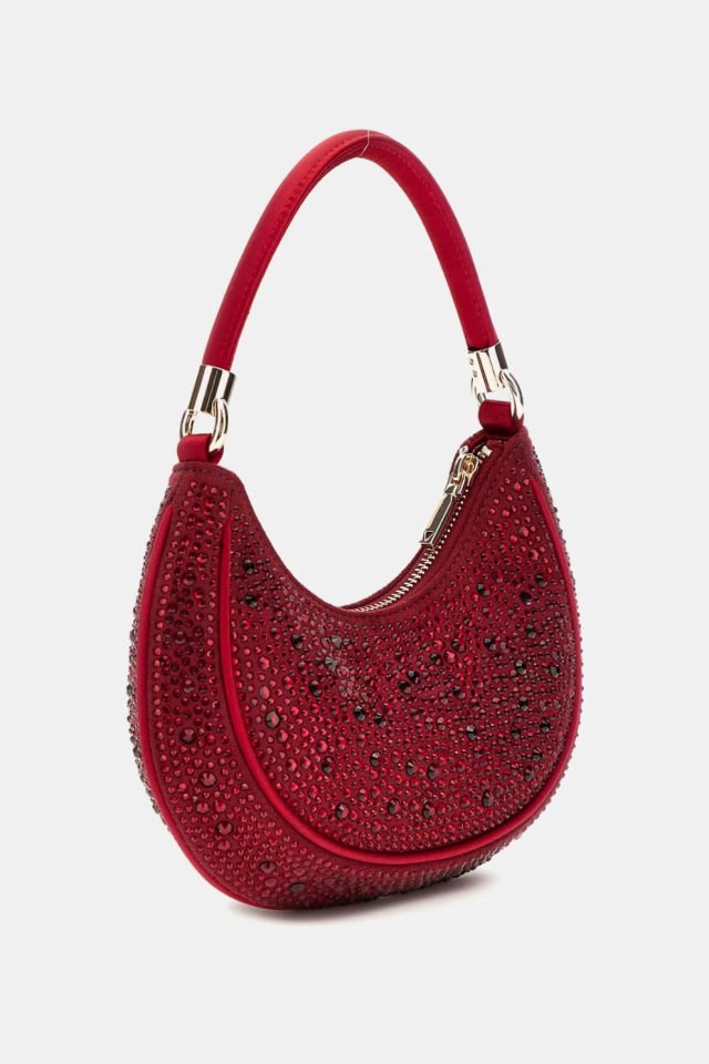 Guess Zalina Taşlı Mini Omuz Çantası Kırmızı