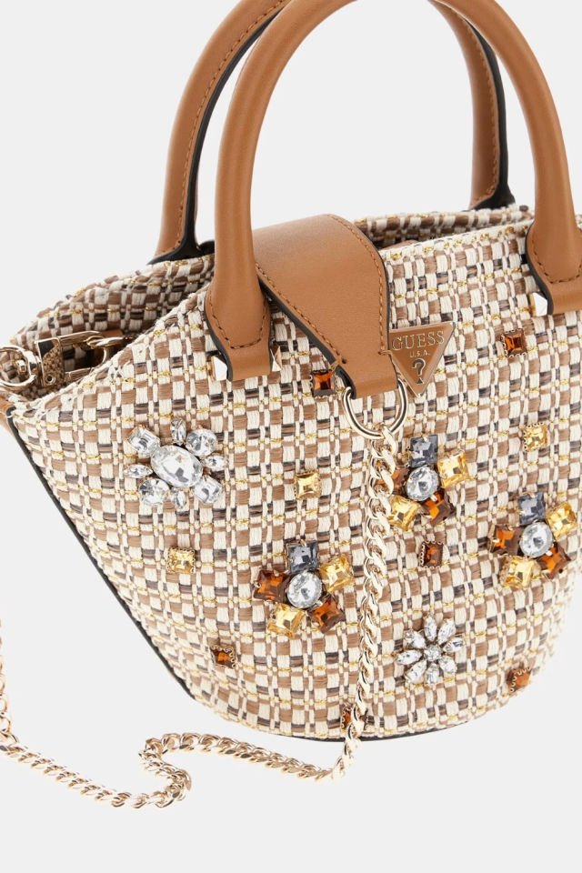Guess Beauvoir Mücevher Detaylı El Çantası Bej