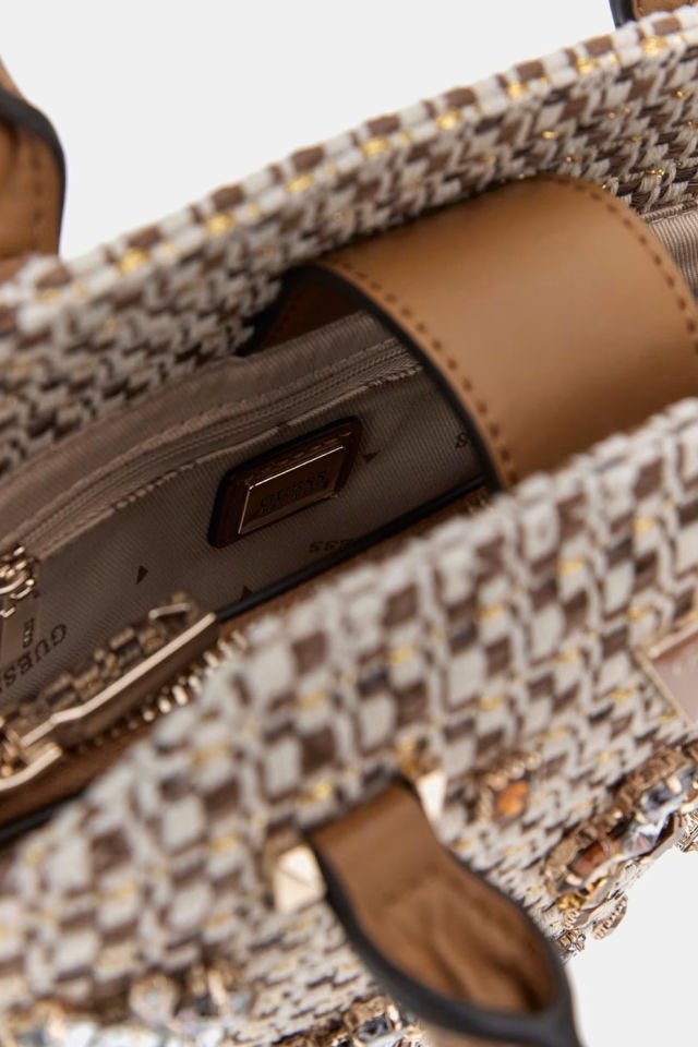 Guess Beauvoir Mücevher Detaylı El Çantası Bej