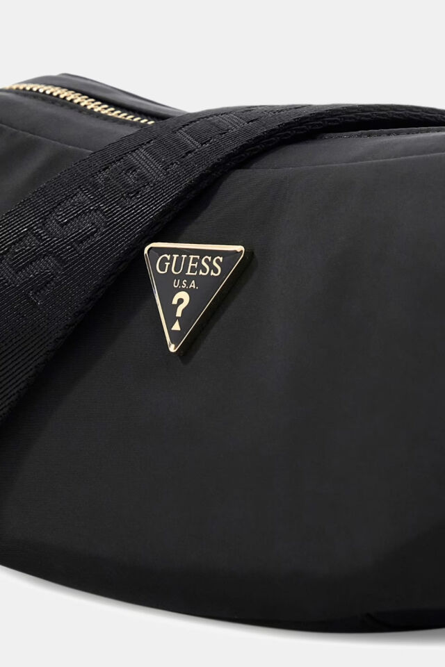 Guess Gemma Üçgen Logolu Omuz Çantasi Siyah