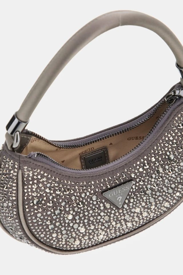Guess Zalina Taşlı Mini Omuz Çantası Gümüş