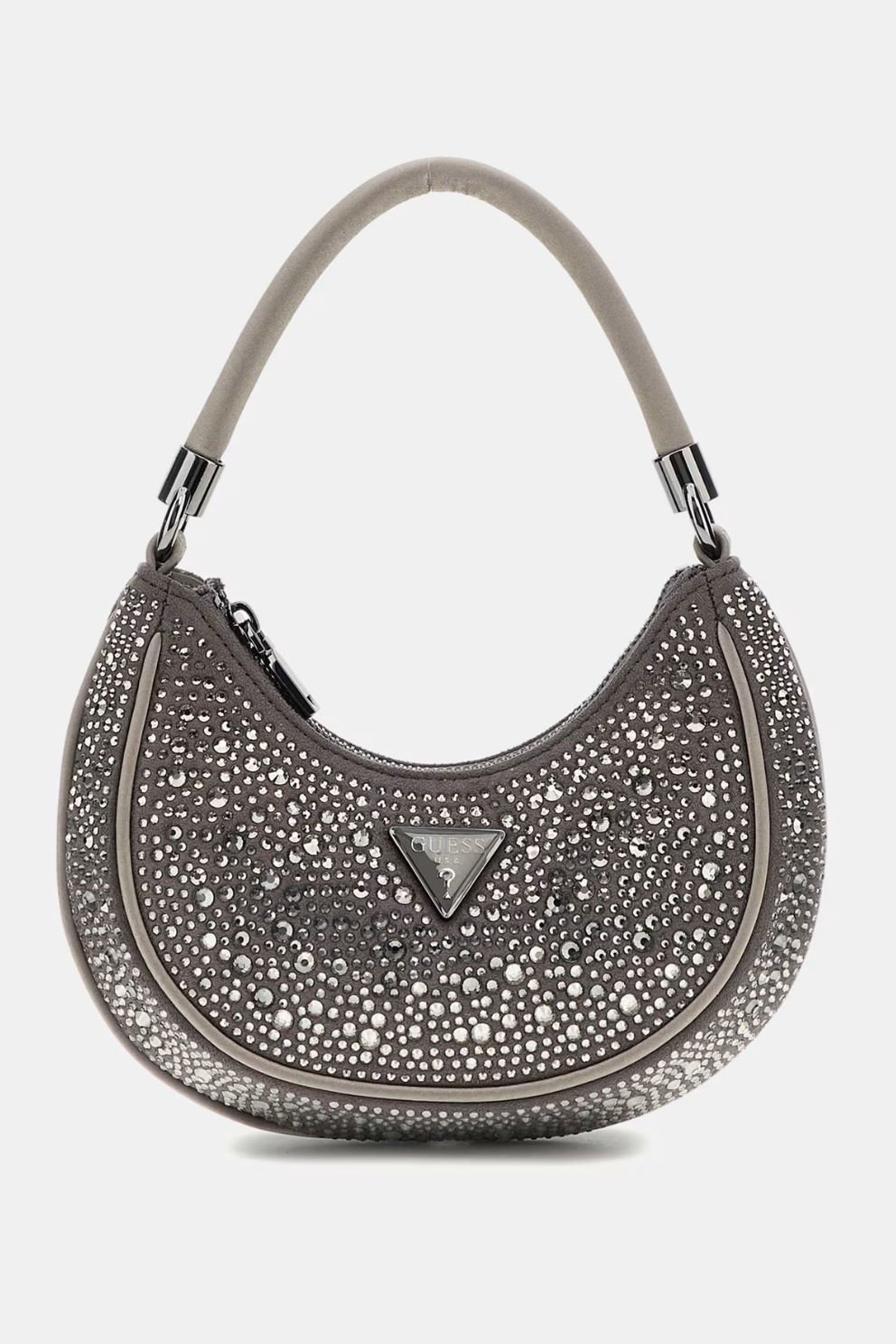 Guess Zalina Taşlı Mini Omuz Çantası Gümüş