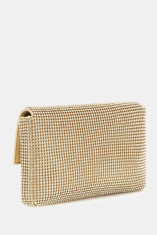 Guess Zalina Taşlı Mini Çapraz Çanta Altın