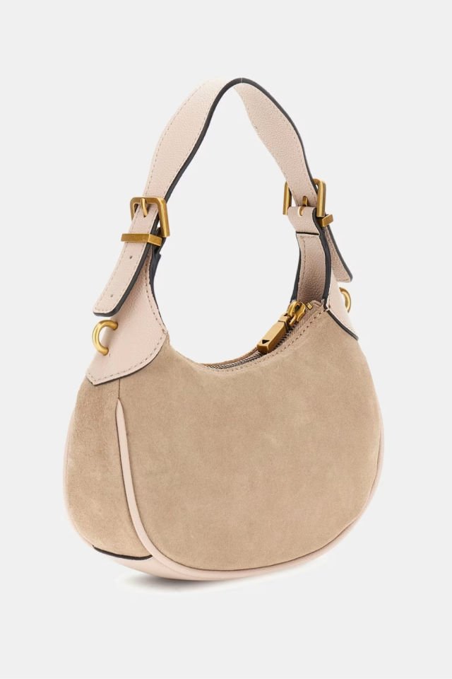 Guess Malva Süet Deri Mini Omuz Çantası Pembe