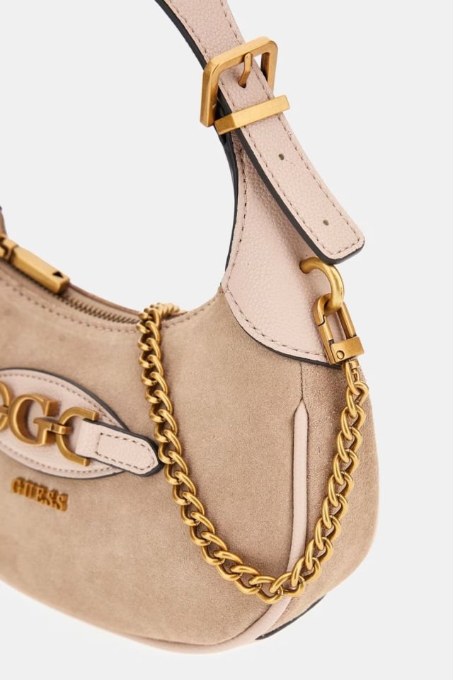 Guess Malva Süet Deri Mini Omuz Çantası Pembe
