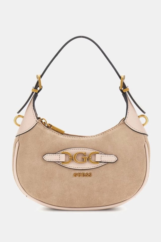 Guess Malva Süet Deri Mini Omuz Çantası Pembe