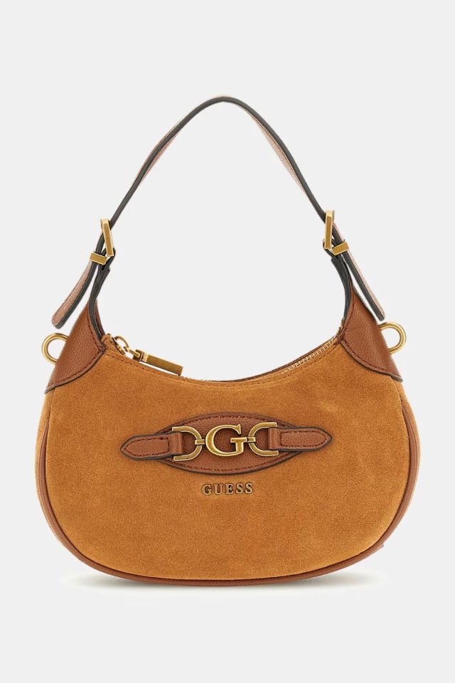 Guess Malva Süet Deri Mini Omuz Çantası Kahverengi