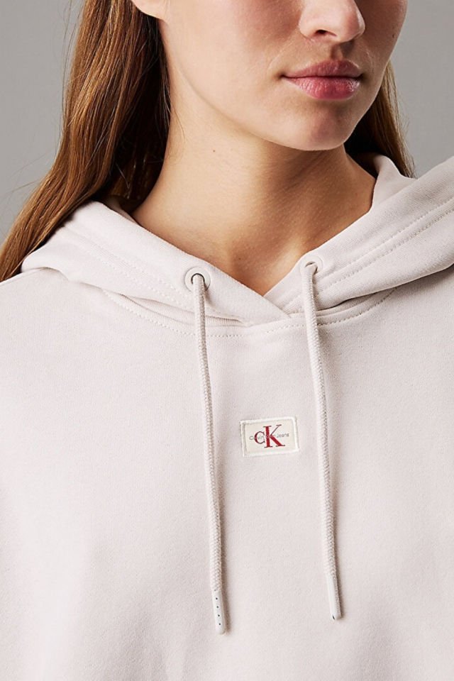 Calvin Klein Woven Label Hoodie Bej
