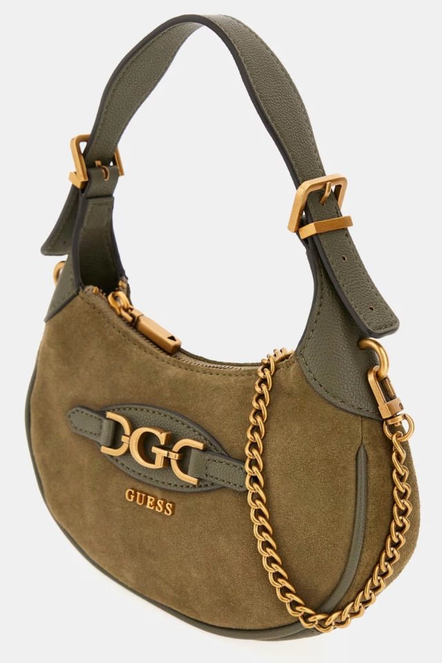 Guess Malva Süet Deri Mini Omuz Çantası Yeşil