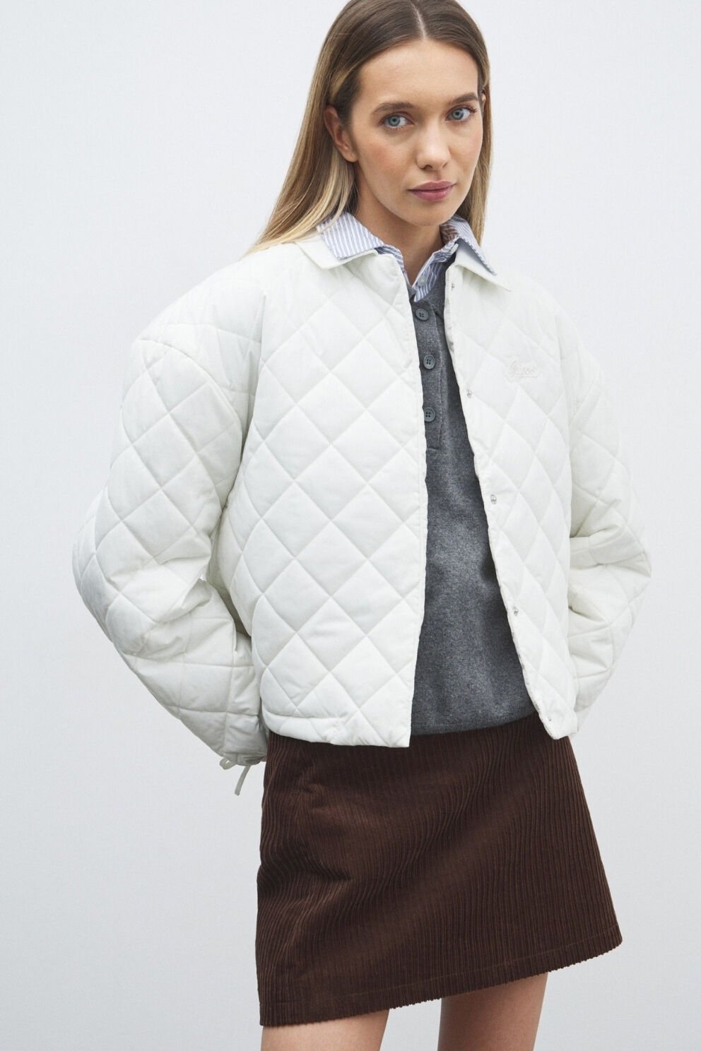 Guess Kadın Yalıtımlı Ceket Beyaz