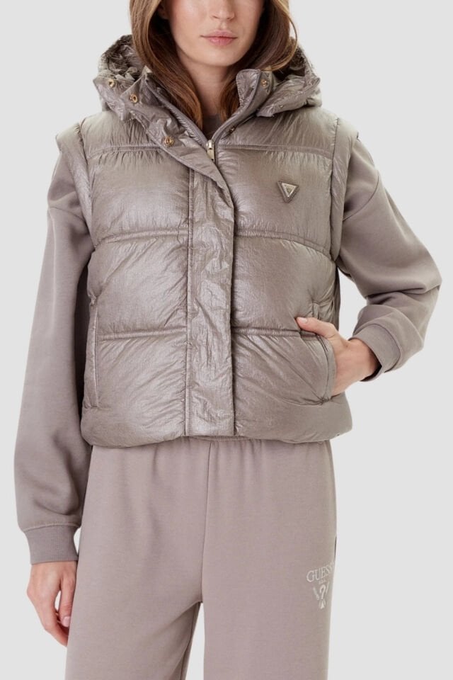 Guess Bej Kadın Dolgulu Yelek